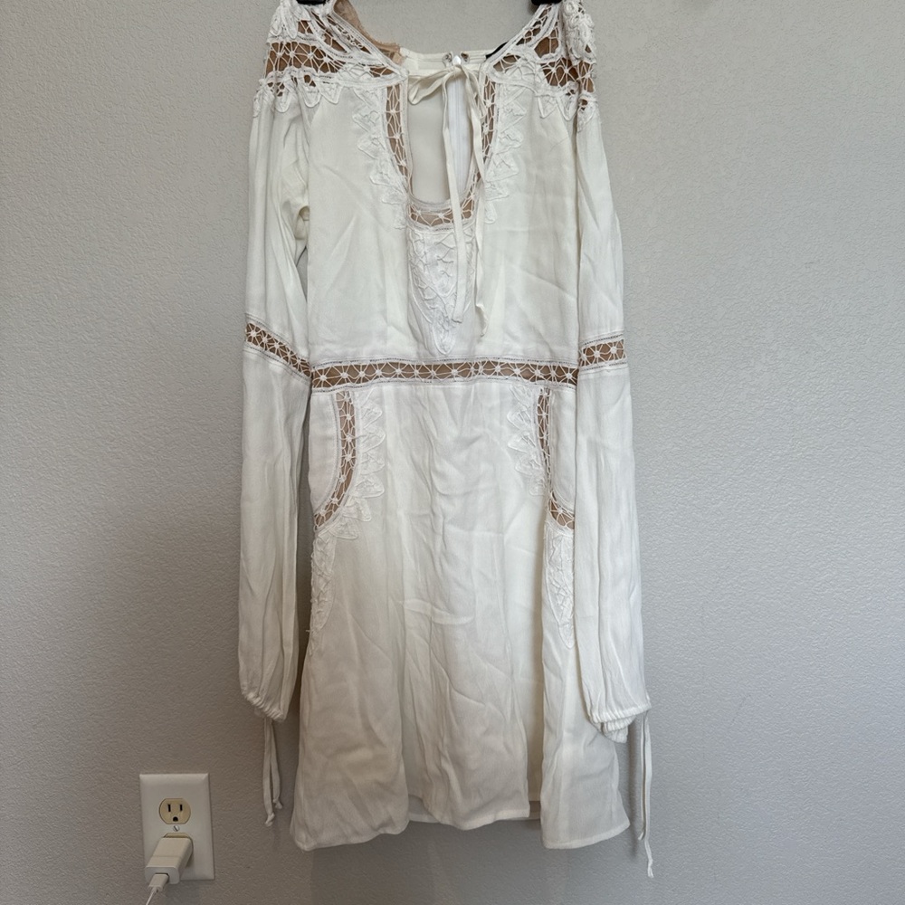 For Love and Lemons White Lace Trim Dress